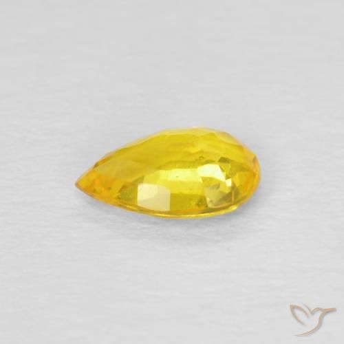 Safira ouro amarelado Natural 0.46ct, Formato de pêra, VS