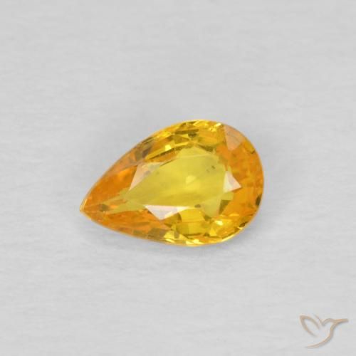 0.45ct Natural Laranja Dourada Safira, Formato de pêra, VS
