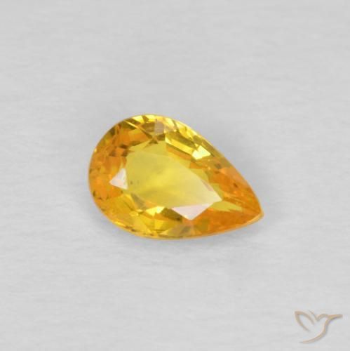 Safira Laranja Dourada Natural 0.45ct, Formato de pêra, VS