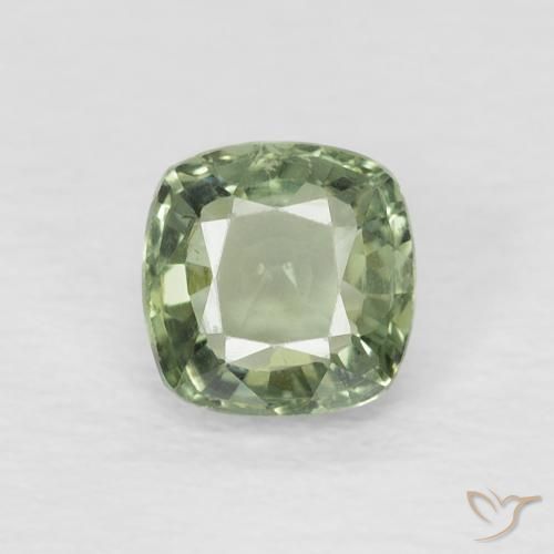 0.56ct Natural Luz verde Safira, Almofada, VVS