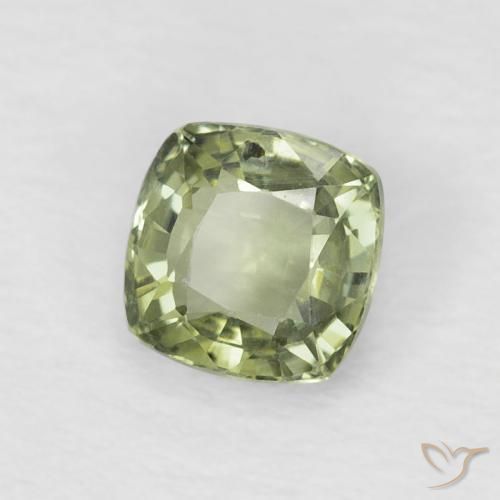 Safira Verde muito claro Natural 0.65ct, Almofada, VVS