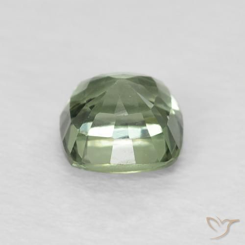 Safira Verde Sábio Claro Natural 0.73ct, Almofada, VVS