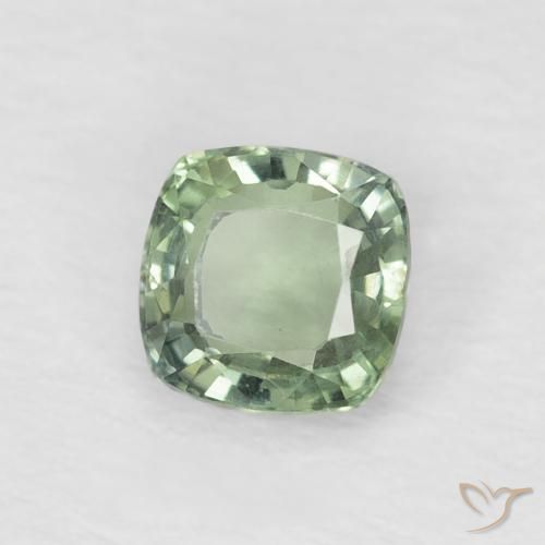 Safira Verde Sábio Claro Natural 0.60ct, Almofada, VVS