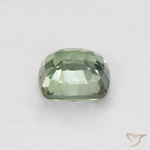 Safira Verde Sábio Claro Natural 0.60ct, Almofada, VVS