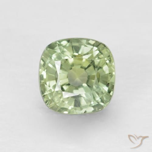 0.88ct Natural Verde Sábio Claro Safira, Almofada, VVS-VS