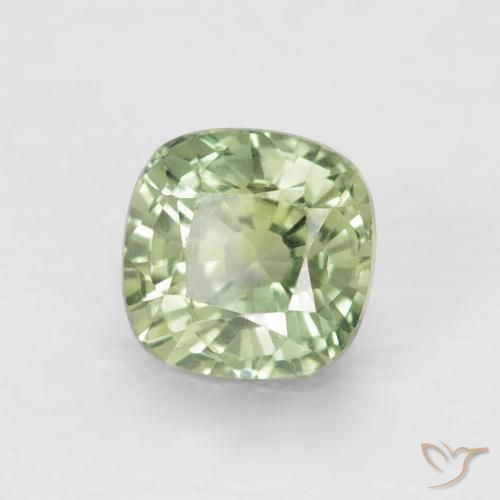 Safira Verde Sábio Claro Natural 0.88ct, Almofada, VVS-VS