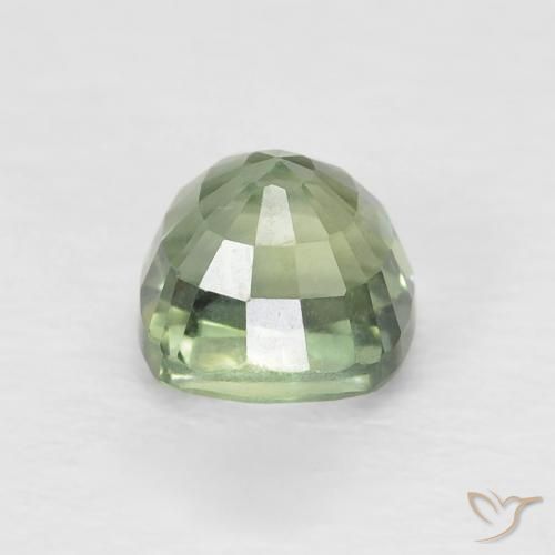 Safira Verde Sábio Claro Natural 0.88ct, Almofada, VVS-VS