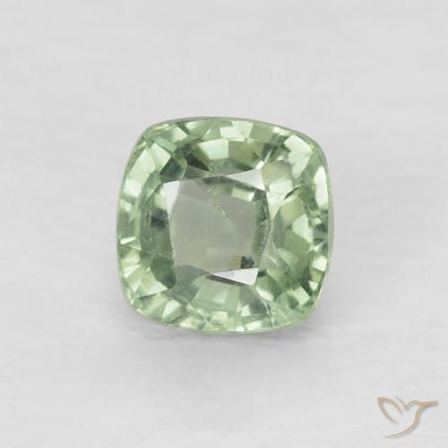 Safira Verde amarelado claro Natural 0.69ct, Almofada, VVS-VS