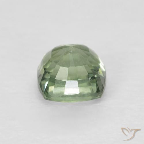 Safira Verde amarelado claro Natural 0.69ct, Almofada, VVS-VS