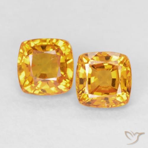 1.00ctw Natural Laranja-dourado médio Safira, Almofada, VVS-VS
