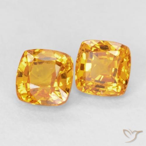 Pedras preciosas de Safira Laranja-dourado médio natural de 1.00 ct, Almofada, VVS-VS