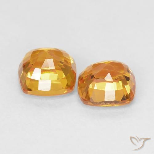 Pedras preciosas de Safira Laranja-Ouro natural de 1.33 ct, Almofada, VVS-VS