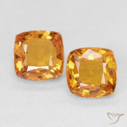 1.23ctw Natural Laranja brilhante Safira, Almofada, VVS-VS