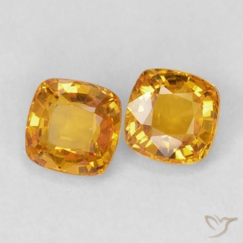 Pedras preciosas de Safira Laranja-Ouro natural de 1.28 ct, Almofada, VVS-VS