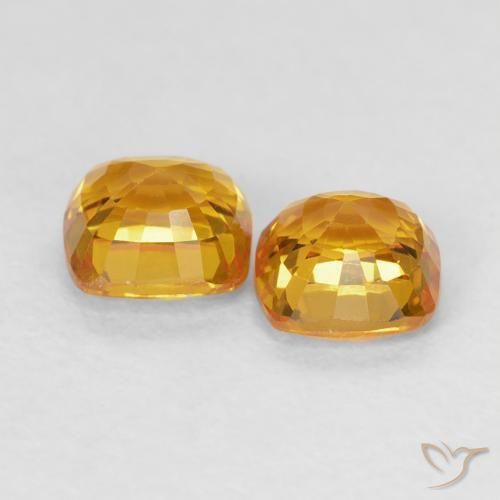 Pedras preciosas de Safira Laranja-Ouro natural de 1.28 ct, Almofada, VVS-VS