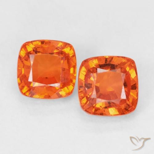 Safira laranja solta de 1,54 quilates, corte de almofada de 4,7 x 4,7 mm da Tanzânia, Photo A