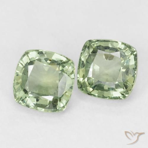 Pedras preciosas de Safira Luz verde natural de 1.39 ct, Almofada, VVS-VS
