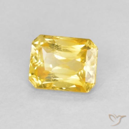 Safira amarelo médio Natural 0.56ct, Corte Octógono / Esmeralda, VS
