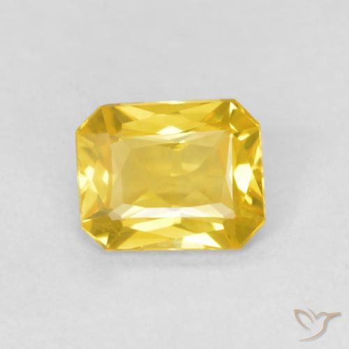 Safira amarela solta de 0,46 quilates, corte octógono de 4,9 x 4 mm da Tanzânia, Photo A