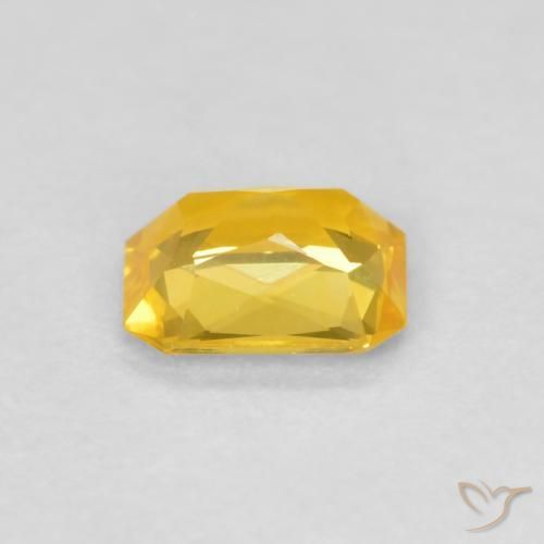 Safira Laranja Dourada Natural 0.46ct, Corte Octógono / Esmeralda, VVS-VS
