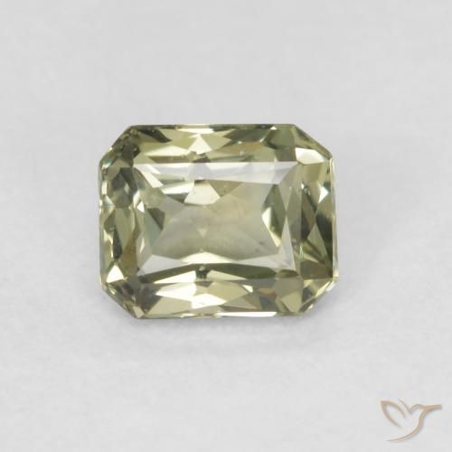 0.57ct Natural Verde oliva Safira, Corte Esmeralda, VVS-VS