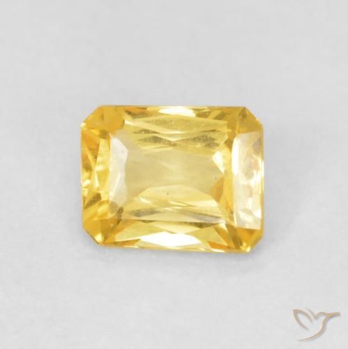 Safira Dourado médio Natural 0.49ct, Corte Octógono / Esmeralda, VVS-VS
