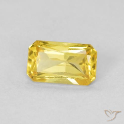 Safira amarelo médio Natural 0.43ct, Corte Octógono / Esmeralda, VVS