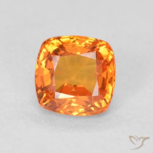 0.69ct Natural Laranja brilhante Safira, Almofada, VVS-VS