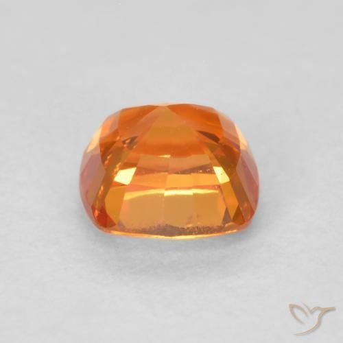 Safira Laranja brilhante Natural 0.69ct, Almofada, VVS-VS