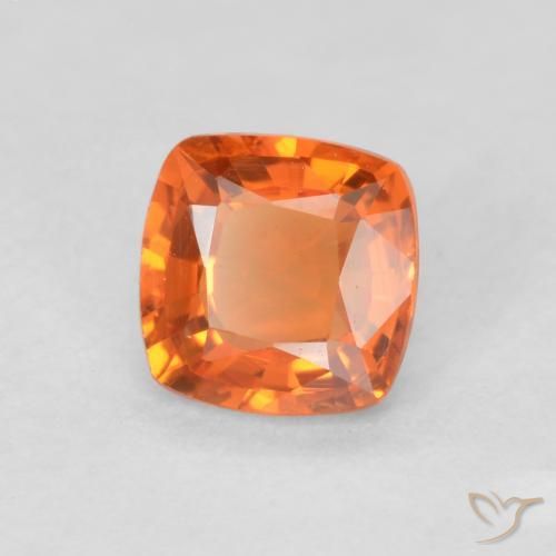 Safira Laranja brilhante Natural 0.51ct, Almofada, VVS