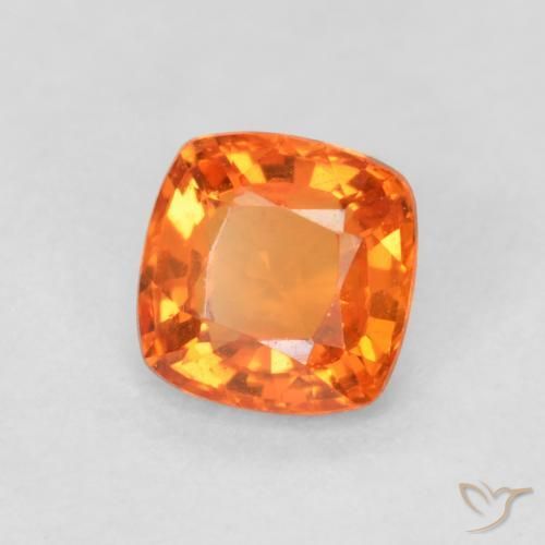 Safira Laranja brilhante Natural 0.54ct, Almofada, VVS