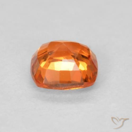 Safira Laranja brilhante Natural 0.54ct, Almofada, VVS