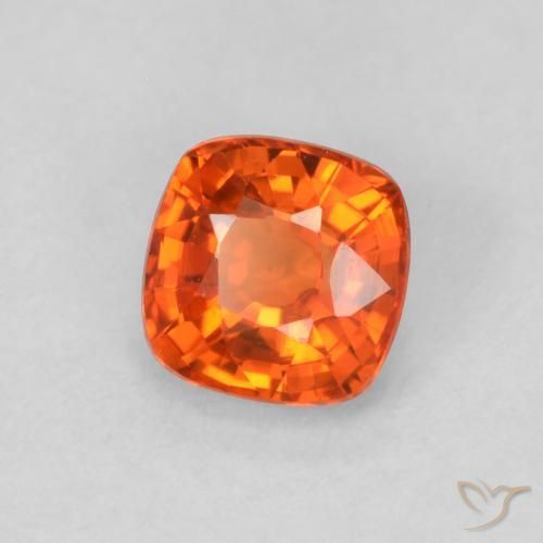 Safira fogo laranja Natural 0.51ct, Almofada, VVS