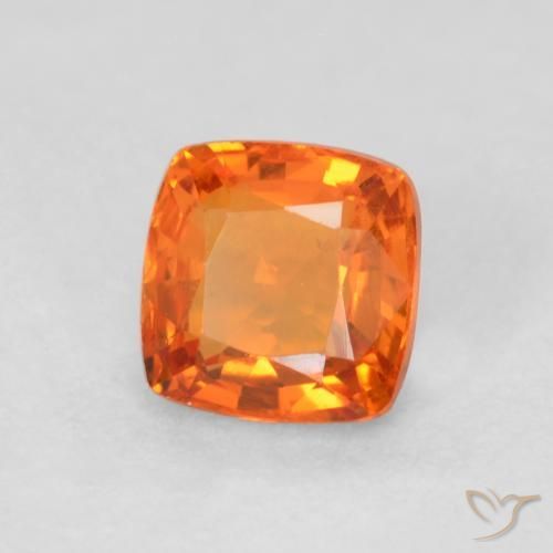 Safira Laranja Médio Natural 0.61ct, Almofada, VVS