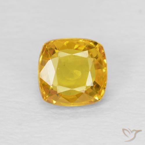 Safira amarela solta de 0,6 quilates, corte de almofada de 4,7 x 4,6 mm da Tanzânia, Photo A