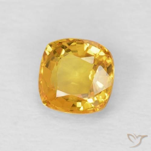 Safira Dourado Natural 0.61ct, Almofada, VVS