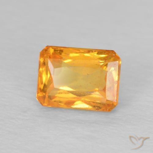 Safira Laranja Médio Natural 0.74ct, Corte Octógono / Esmeralda, VS