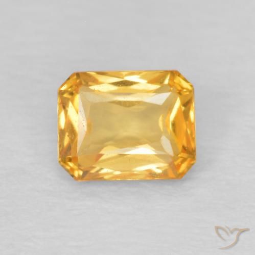 0.53ct Natural Laranja Médio Safira, Corte Esmeralda, VVS