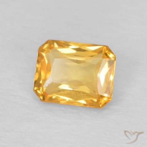 Safira Laranja Médio Natural 0.53ct, Corte Octógono / Esmeralda, VVS