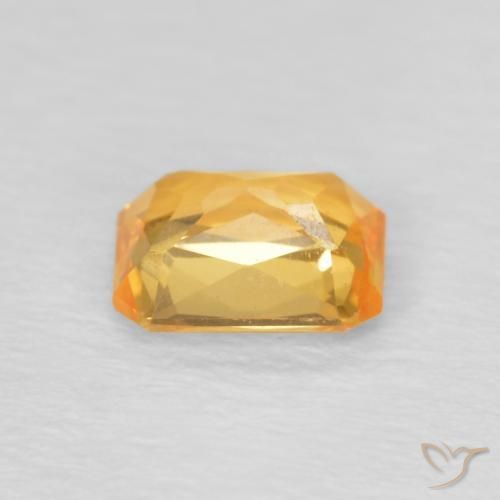Safira Laranja Médio Natural 0.53ct, Corte Octógono / Esmeralda, VVS