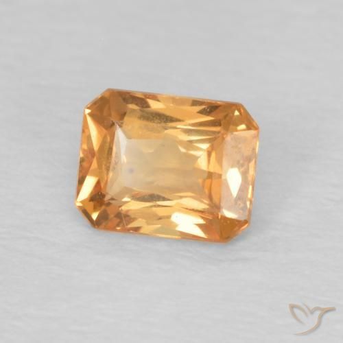 Safira tangerina Natural 0.50ct, Corte Octógono / Esmeralda, VVS