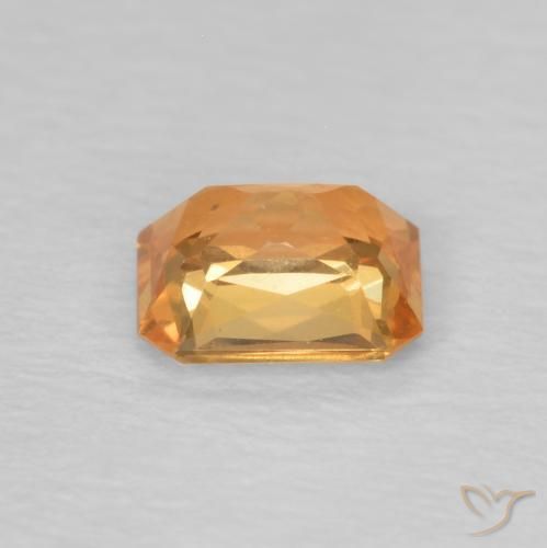Safira tangerina Natural 0.50ct, Corte Octógono / Esmeralda, VVS