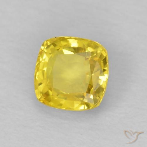 Safira ouro amarelado Natural 0.62ct, Almofada, VS