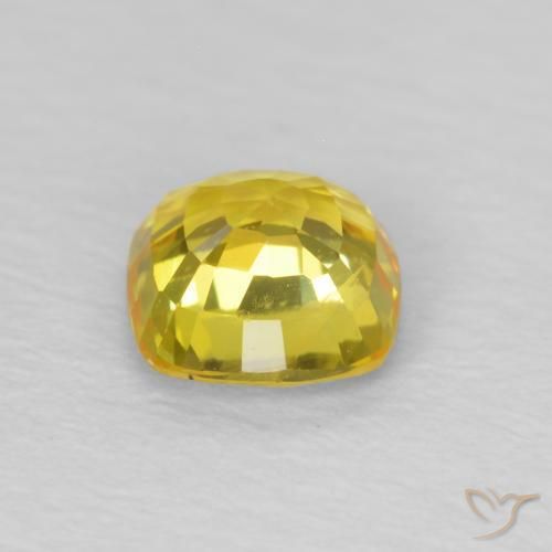 Safira ouro amarelado Natural 0.62ct, Almofada, VS