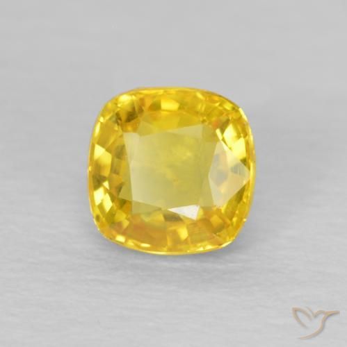 Safira ouro amarelado Natural 0.57ct, Almofada, VS