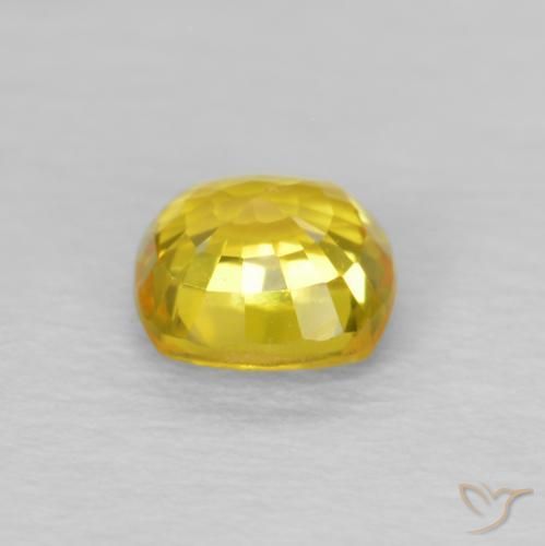 Safira ouro amarelado Natural 0.57ct, Almofada, VS