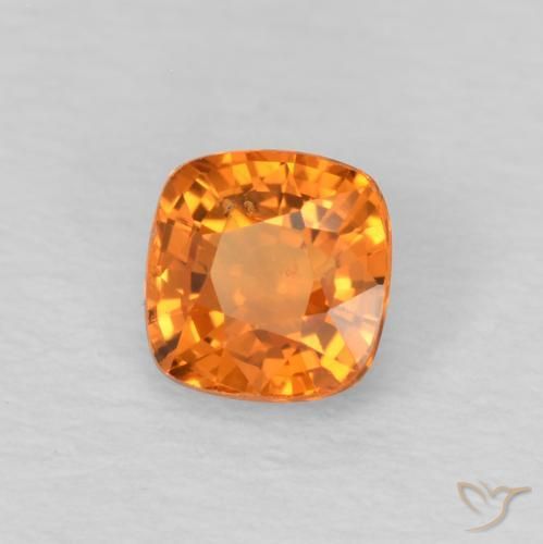 Safira Laranja brilhante Natural 0.48ct, Almofada, VS
