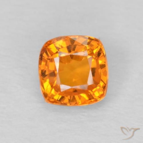 0.64ct Natural Laranja brilhante Safira, Almofada, VS