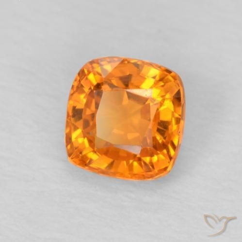 Safira Laranja brilhante Natural 0.64ct, Almofada, VS
