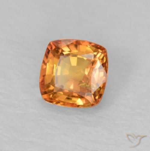 Safira laranja marrom Natural 0.49ct, Almofada, VS